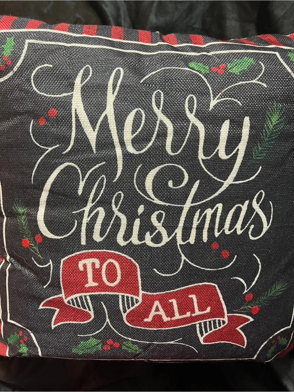 Merry Christmas to All Pillow Cover 17” Red Black Farmhouse Holiday Decor